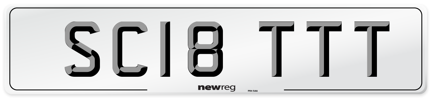 SC18 TTT Number Plate from New Reg